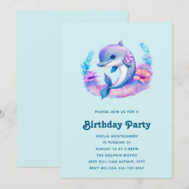 Cute Dolphin Sea Creatday Birthday Inbjudningar