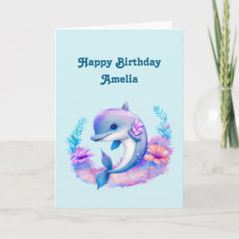 Cute Dolphin Sea Creatday Birthday Kort