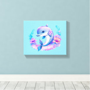 Cute Dolphin Sea Creature Canvastryck