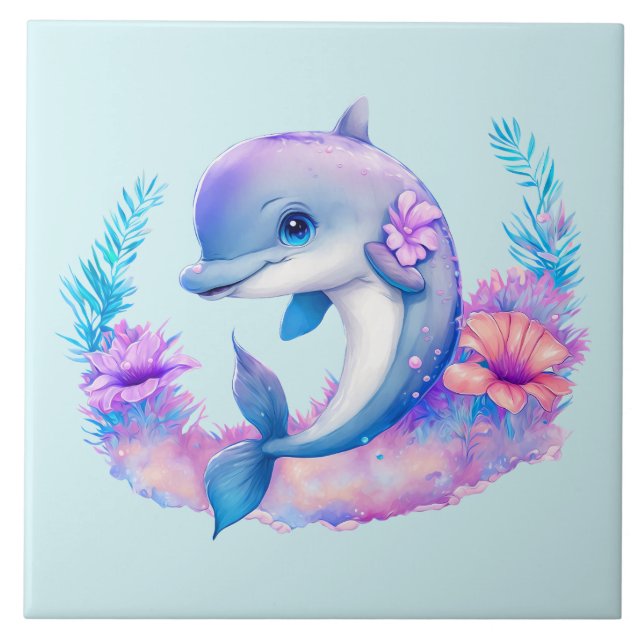 Cute Dolphin Sea Creature Kakelplatta (Framsidan)
