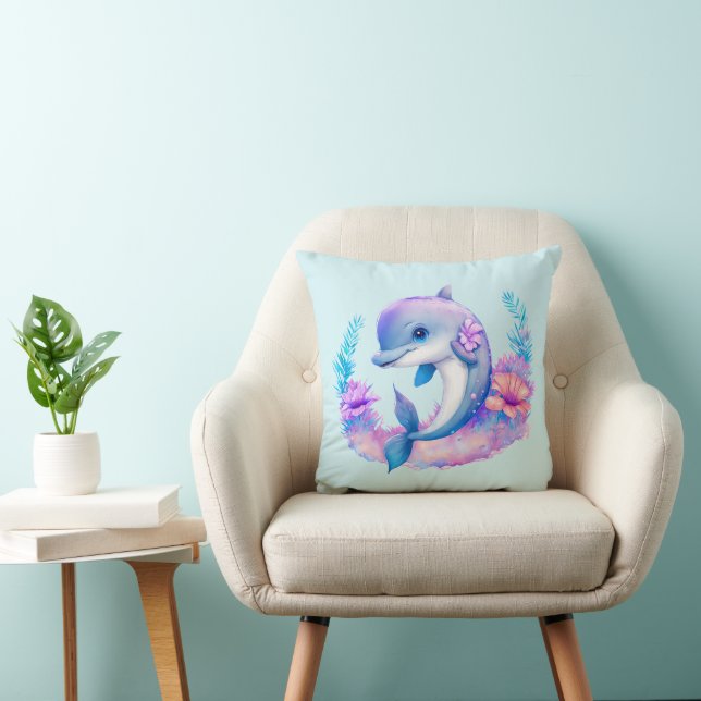 Cute Dolphin Sea Creature Kudde (Stol)