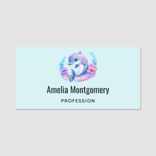 Cute Dolphin Sea Creature Namnbricka