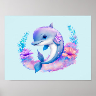 Cute Dolphin Sea Creature Poster