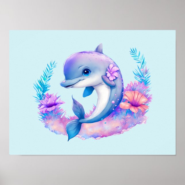 Cute Dolphin Sea Creature Poster (Framsidan)