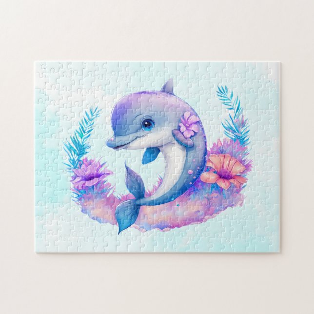 Cute Dolphin Sea Creature Pussel (Horisontell)