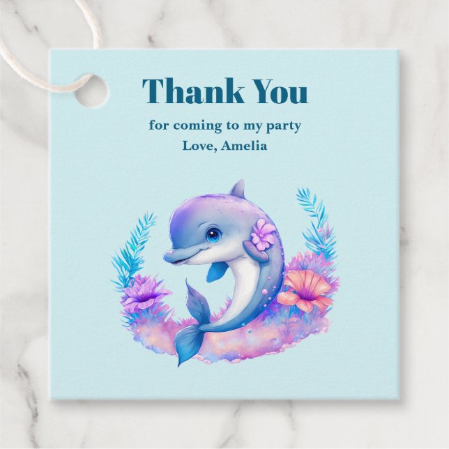 Cute Dolphin Sea Creature Tack Gåvor Etiketter (Framsida)