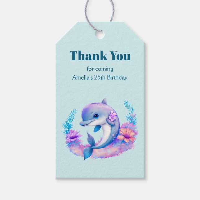 Cute Dolphin Sea Creature Tack Presentetikett (Framsidan)