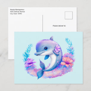 Cute Dolphin Sea Creature Vykort