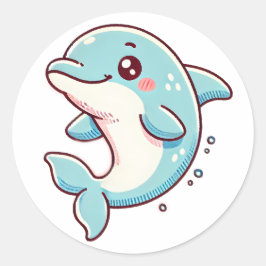 Cute Dolphin Sticker - Spelande och Ocean Inspired Runt Klistermärke