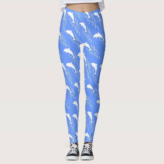 Cute dolphins pattern design  leggings (Framsida)