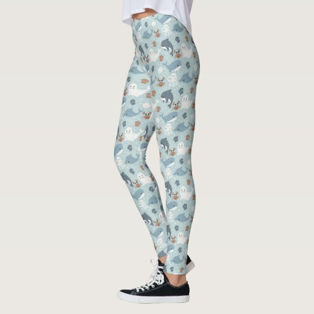 Cute Dolphins, Sälar och Octopus Leggings (Vänster)