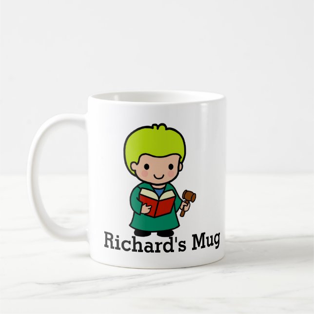 Cute Domare med Bok och Gavel Kaffemugg (Vänster)