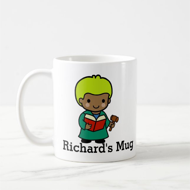 Cute Domare med Bok och Gavel Kaffemugg (Vänster)