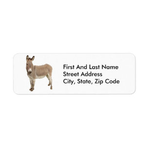 Cute Donkey Burro-foto Returadress Etikett