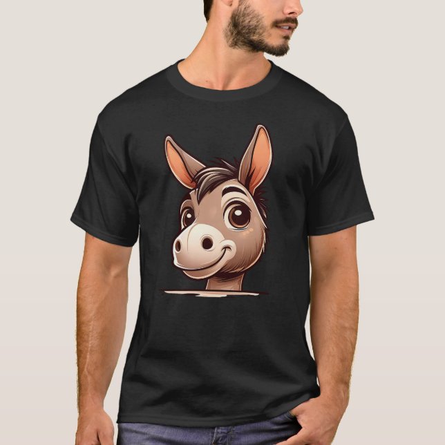 Cute Donkey Face Funny Funny Animal Lover T Shirt (Framsida)