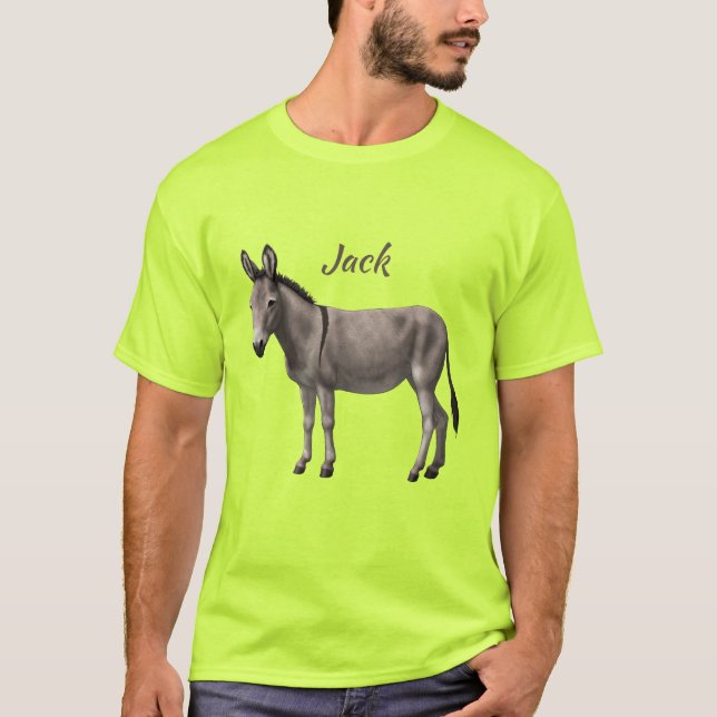 Cute Donkey Grått Burro in Pasture T Shirt (Framsida)