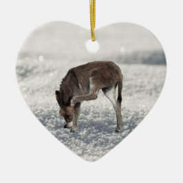 Cute Donkey i Snö Julgransprydnad Keramik