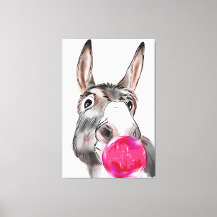 Cute donkey med tuggummi-tecknad canvastryck