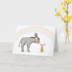 Cute donkey och kanin Påsk-kort Kort