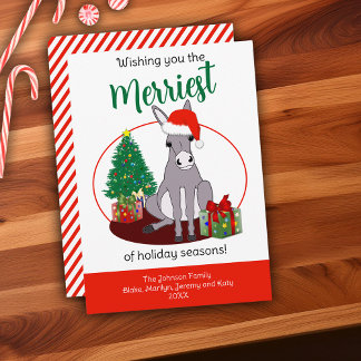 Cute Donkey Santa Hat-Personligen Julkort
