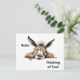 Cute Donkey tänker på dig. Redigerbar Vykort
