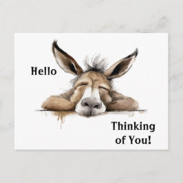 Cute Donkey tänker på dig. Redigerbar Vykort
