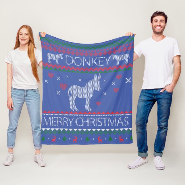 Cute Donkey Ugly Sweater Christmas Holiday Winter Fleecefilt (På plats)