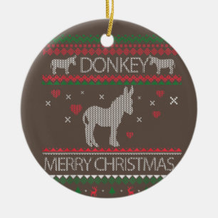 Cute Donkey Ugly Sweater Helgdag Winter Julgransprydnad Keramik