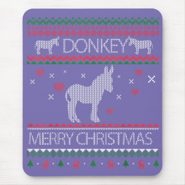 Cute Donkey Ugly Sweater Helgdag Winter Musmatta (Framsidan)