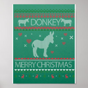 Cute Donkey Ugly Sweater Helgdag Winter Poster