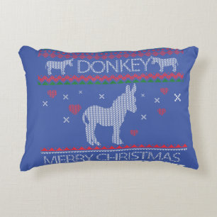 Cute Donkey Ugly Sweater Helgdag Winter Prydnadskudde