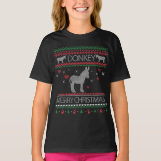 Cute Donkey Ugly Sweater Helgdag Winter T Shirt