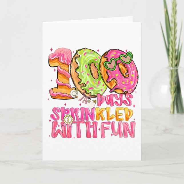 Cute Donut 100 Days Sprinkled With Fun School Kort (Framsida)