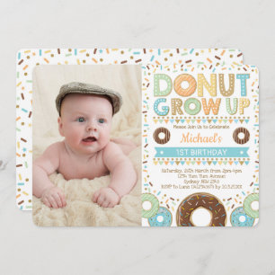 Cute Donut 1:a födelsedagen, Doughnut Sprinkles Bo Inbjudningar