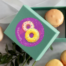 Cute Donut Åtta Lila Sprinkles Runt Klistermärke
