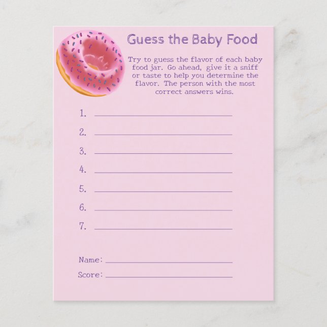 Cute Donut Baby Shower Game Game Gissa Baby Food (Framsida)