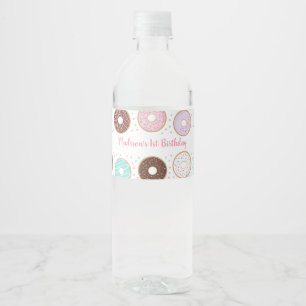 Cute Donut Birthday Vattenflaskor Etikett