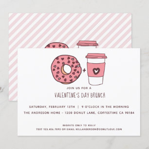 Cute Donut & Coffee Valentine Day Brunch Inbjudningar