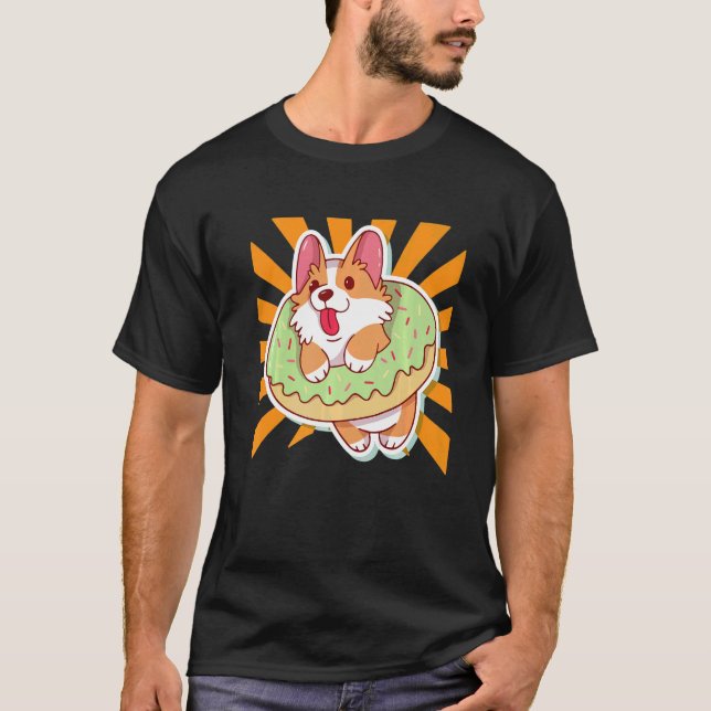 Cute Donut Corgi T Shirt (Framsida)