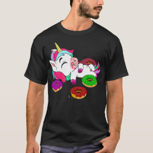 Cute Donut Eating Unicorn Gift Baking Doughnut Adu T Shirt