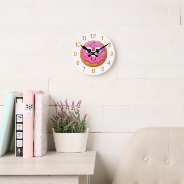 Cute Donut Kids Clock – Googly Eyes Fun Rund Klocka (Läsesal)