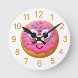 Cute Donut Kids Clock – Googly Eyes Fun Rund Klocka