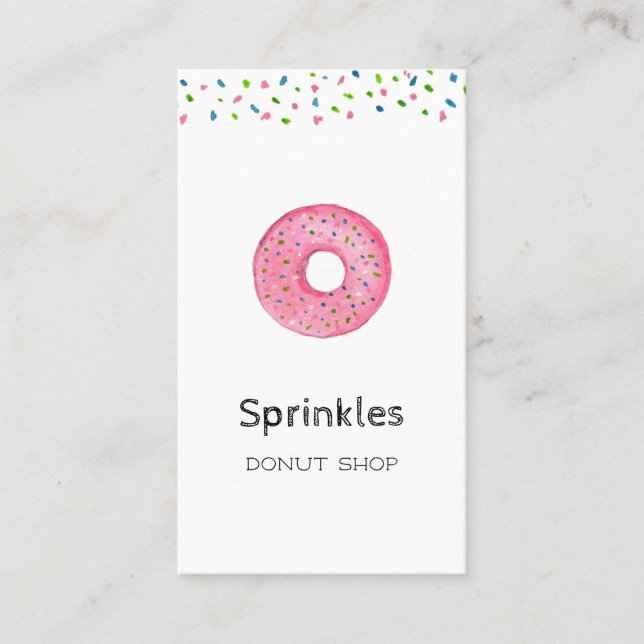 Cute Donut med sprinkles Donut-Affärskort Visitkort (Framsida)