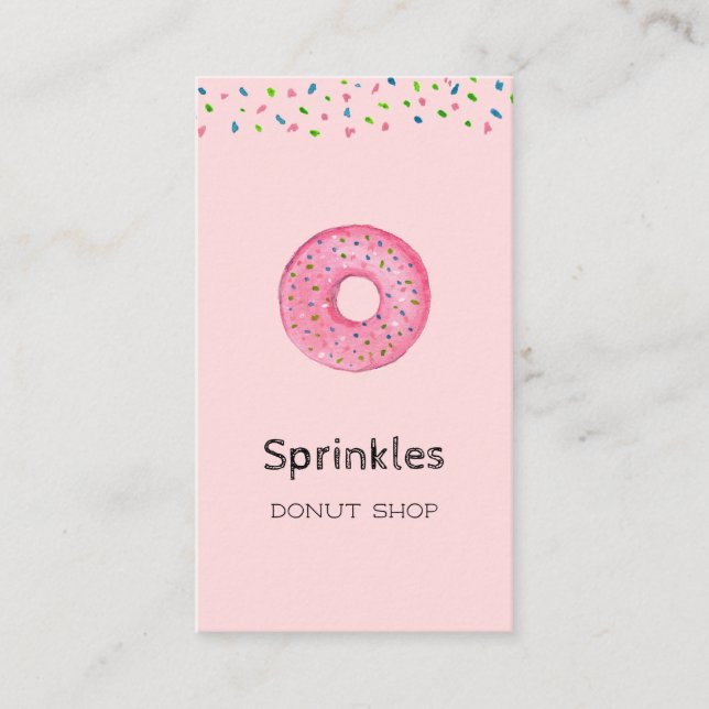 Cute Donut med sprinkles Donut-Affärskort Visitkort (Framsida)