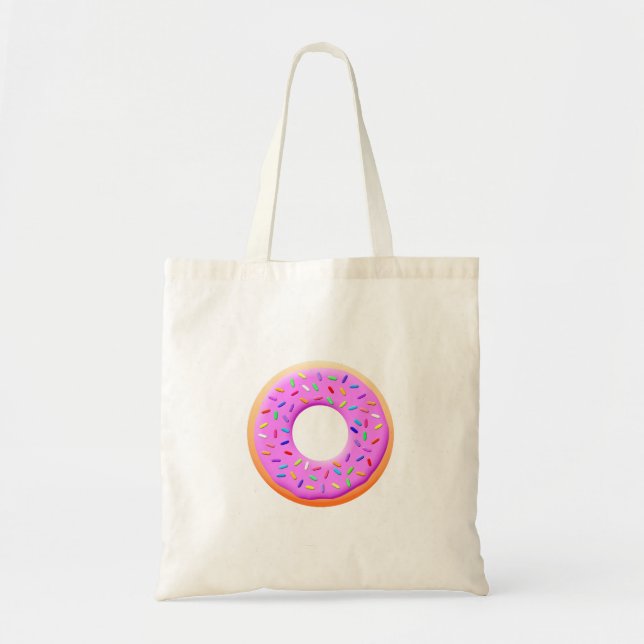 Cute Donut med Sprinkles Teckning Tygkasse (Framsidan)