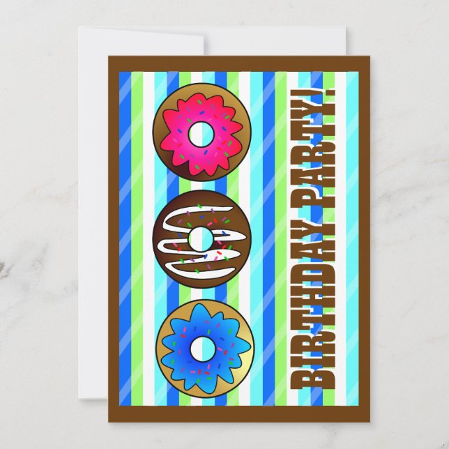 Cute Donut Party födelsedagen Inbjudan 5 x 7 - blå (Framsida)