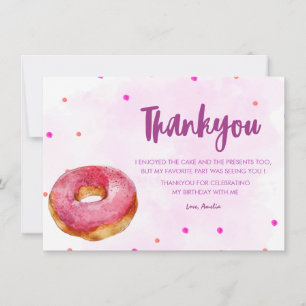 Cute Donut söt en flicka 1:a födelsedagen Tack Kort