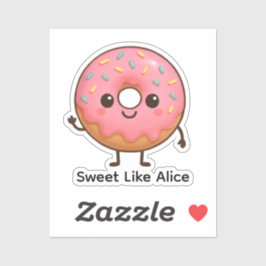 Cute Donut Sticker - Personlig Namn Sticker Klistermärken