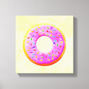 Cute Donut Teckning med Sprinkles Canvastryck