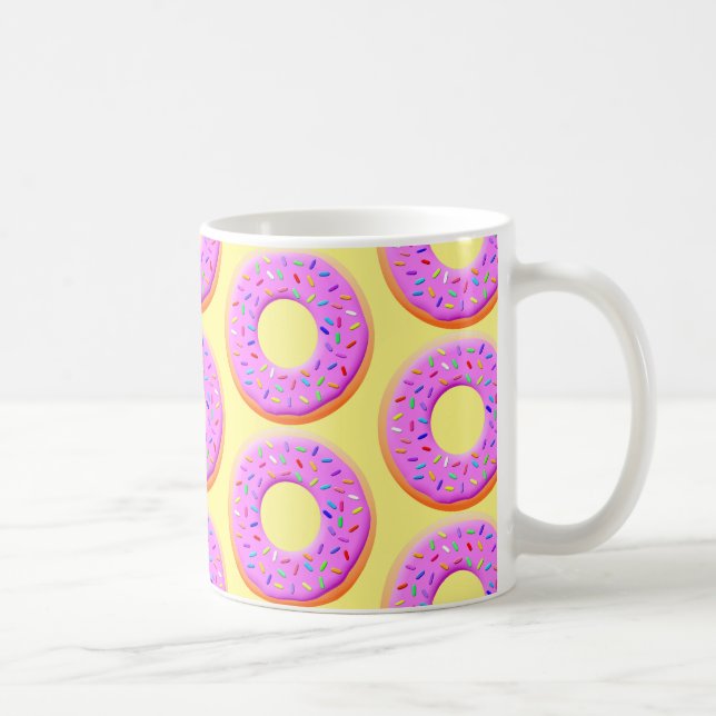 Cute Donut Teckning med Sprinkles Kaffemugg (Höger)